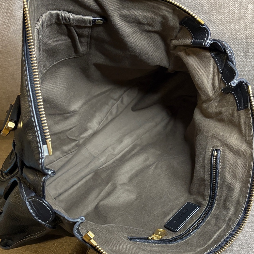 Chloe Marcie Black Leather Satchel with Gold Accents - Picture 11 of 12